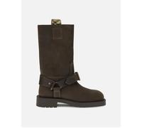 Burberry Women's Suede Saddle Ankle Boots with Buckled Strap Women - Brown