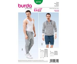 BURDA 6719 MEN'S JOGGING PANTS Sewing Pattern Sizes 36 - 46 Skill: SUPER EASY