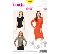 BURDA 6910 DRESSES & TOPS MISSES Sewing Pattern Sizes 8 - 20 Skill: SUPER EASY