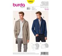 BURDA 6932 COAT & JACKET MEN'S Easy Sewing Pattern Sizes 34 - 50 Skill: AVERAGE
