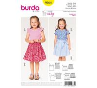 BURDA 9364 CHILD'S SKIRT & SHIRT Sewing Pattern Age 6-13 Years Skill: SUPER EASY