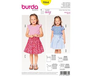 BURDA 9364 CHILD'S SKIRT & SHIRT Sewing Pattern Age 6-13 Years Skill: SUPER EASY