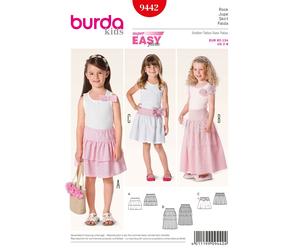 BURDA KIDS 9442 SKIRTS Sewing Pattern Ages 2 - 9 3 Styles Skill: SUPER EASY