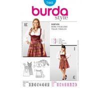 Burda Ladies Drindl Folklore Fancy Dress Costume Fabric Sewing Pattern 7443