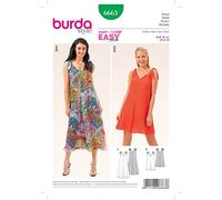 Burda Ladies Easy Sewing Pattern 6663 V Neck Shoulder Tie Dresses