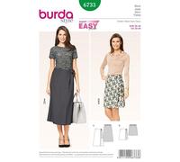 Burda Ladies Easy Sewing Pattern 6733 Wrap Over Side Tie Skirts