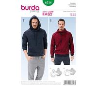 Burda Mens Easy Sewing Pattern 6718 Hoodie & Sweater Top