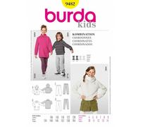 Burda Sewing Pattern 9482 Kids Girls Boys Hoodie Jogging Trousers Leggings