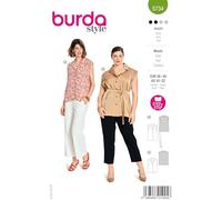 Burda Style #5734 Women's Sewing Pattern Vests with Belt and Blouse with Small Lapel Collar Sizes 8-20
