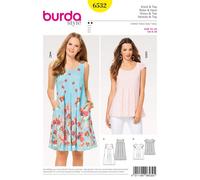 Burda Style Sewing Pattern 6532 Women’s’ Airy Loose-Fitting Dresses and Tops