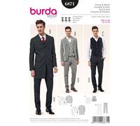 Burda Style Sewing Pattern 6871 Men’s Formal Single-Breasted Suit Jacket & Vest