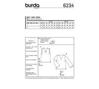 Burda Style Sewing Pattern B6234 Misses' Tops with Variations