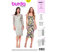 Burda Style Strap Summer Dress Heart Shape Neckline Fabric Sewing Pattern 6423
