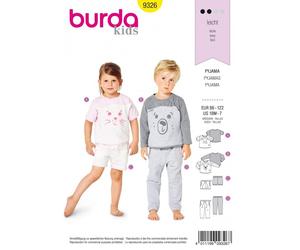 Burda Style Toddlers Pyjamas Set Sleepwear Sewing Pattern 9326