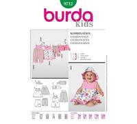 Burda Toddlers Sewing Pattern 9712 - Dress, Pants, Dungarees, Jacket & Hat Ages: 3-18 Months