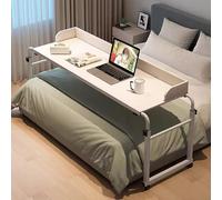 Bureau à roulettes pour ordinateur portable à hauteur réglable (65-95 cm) - Table de lit transversale avec roulettes pour le travail et les études, idéale pour l'hôpital et la maison