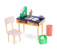 Our Generation Brilliant Bureau Desk Set - Desk & School Supplies Set for 18-inch Dolls - 18 Piece Playset