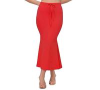 Bureaucrat Saree Shapewear Petticoat for Women Cotton Blended Lycra Body Shaper Peticoat, Long Under Skirt Dress for Saree,Stretchable Fishcut Innerwear for Ladies Saree in Party, Red, XL