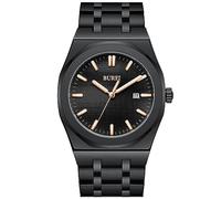 BUREI Classic Stainless Steel Watch for Men Japanese Quartz Dress Wrist Watches Waterproof Analog Mens Watches with Date
