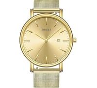 BUREI Men Watches Fashion Minimalist Analog Calendar Quartz Waterproof Watches for Men Women Student., All Gold