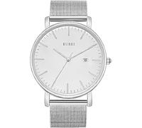 BUREI Men Watches Fashion Minimalist Analog Calendar Quartz Waterproof Watches for Men Women Student., All silver