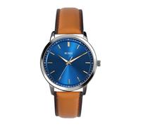 BUREI Mens Fashion Watch Dress Minimalist Wrist Watches for Men Brown Leather Analog Display with Slim Case Design, Blue Light Brown, Fashionable, Classic, Multifunctional