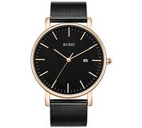 BUREI Men's Wrist Watches,Minimalist Analog Quartz Watches for Men with Mesh Band,Gifts for Men