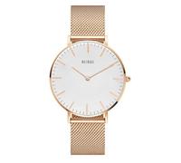 BUREI Ultra-Thin Ladies' Watch Minimalist Timepiece Japanese-Style Analogue Quartz Watch Features a Supple Leather Strap Ladies' Gift (Rosegold, Stainless Steel)