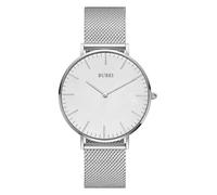 BUREI Ultra-Thin Ladies' Watch Minimalist Timepiece Japanese-Style Analogue Quartz Watch Features a Supple Leather Strap Ladies' Gift (Sliver, Stainless Steel)