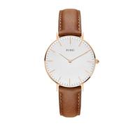BUREI Ultra-Thin Ladies' Watch Minimalist Timepiece Japanese-Style Analogue Quartz Watch Features a Supple Leather Strap Ladies' Gift (Brown, Leather)