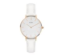 BUREI Ultra-thin women's watch, minimalist Japanese quartz movement, classic women's watch, gifts for women, White, 36mm, Minimalist