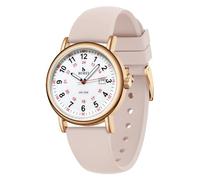 BUREI Women Men Wrist Watches for Nurse Medical Professionals Students Women Men, Waterproof 12/24 Hour Military Time Luminouse Easy Read Dial,Colorful Silicone Band., White/Gold/Pink