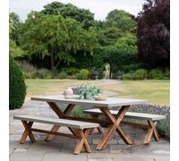Burford Outdoor Table and Bench Set Small in Grey Faux Concreate