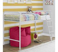 burg metal single mid sleeper bunk bed in white