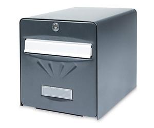 Burg-WÃ"CHTER Mailbox with 2 Doors Including One Glazed, 516 NO PV BALNEAR, Black, Galvanized Steel, with Full Opening Door and Mail Stop (Door Locked at 120°)