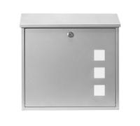 Burg-Wachter MB08S Aire Wall Mounted Galvanised Steel Lockable Weatherproof Post Box - Silver - 37x36x11cm