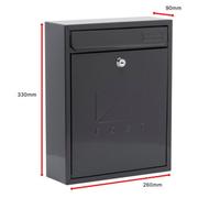 Burg-Wachter MB05A Anthracite Compact Wall Mounted Galvanised Steel Postbox - 26x33x9cm