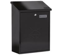 Burg-Wachter Black Grand Wall Mounted Galvanised Steel Lockable Weatherproof Post Box - 33X45X15Cm