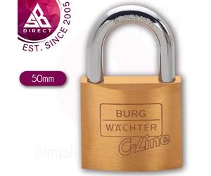 Burg Wachter C-Line Brass Security Padlock 50mm with 2 Keys
