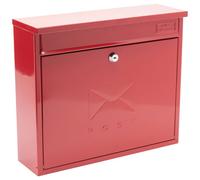 Burg-Wachter MB02R Red Elegance Wall Mounted Galvanised Steel Lockable Weatherproof Post Box - 36x31x10cm