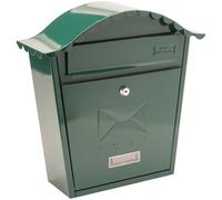 Burg-Wachter Green Classic Wall Mounted Galvanised Steel Lockable Weatherproof Post Box - 36X37X13Cm