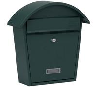Burg-Wachter Matt Green Classic 2 Wall Mounted Galvanised Steel Lockable Weatherproof Post Box - 36X38X13Cm