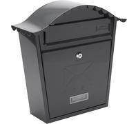Burg Wachter MB01A Classic Wall Mounted Galvanised Steel Lockable Weatherproof Post Box, Anthracite, 36x37x13cm
