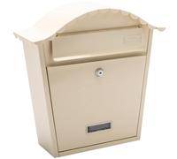 Burg-Wachter MB01AC Antique Cream Classic Wall Mounted Galvanised Steel Lockable Weatherproof Post Box - 36x37x13cm