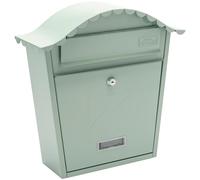 Burg-Wachter MB01CG Classic Wall Mounted Galvanised Steel Lockable Weatherproof Post Box, Chartwell Green, 36x37x13cm