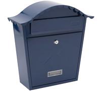 Burg-Wachter MB01MB Midnight Blue Classic Wall Mounted Galvanised Steel Lockable Weatherproof Post Box - 36x37x13cm