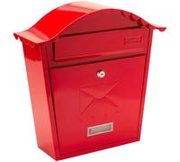 Burg-Wachter MB01R Red Classic Wall Mounted Galvanised Steel Lockable Weatherproof Post Box - 36x37x13cm