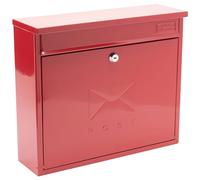 Burg-Wachter MB02R Red Elegance Wall Mounted Galvanised Steel Lockable Weatherproof Post Box - 36x31x10cm
