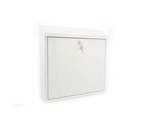 Burg-Wachter MB03WR White Contemporary Wall Mounted Galvanised Steel Lockable Weatherproof Post Box - 37x37x12cm