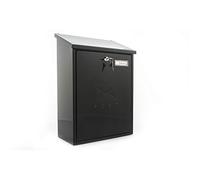 Burg-Wachter MB04BK Black Grand Wall Mounted Galvanised Steel Lockable Weatherproof Post Box - 33x45x15cm